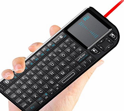 Rii RT-MWK02 4 In 1 Multifunction Portable Mini Wireless Bluetooth Version Keyboard with Touchpad Mouse ,Laser Pointer And Backlit LED , KODI XMBC Rechargable Keyboard , Multi-media Portable Handheld