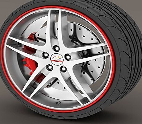 Rimblades Alloy Wheel Edge Ring Rim Protectors Tyres Tire Guard Rubber Moulding (Red Rimblades)