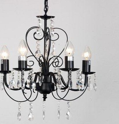 RING Black Shabby Chic 5 Way Ceiling Light Chandelier