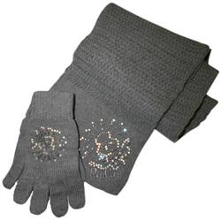 Ladies Chope Scarf/Gloves - Grey Heather