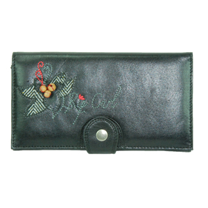 ladies Ripcurl Herringbone Leather Wallet. Black