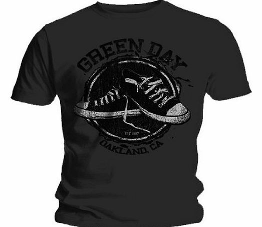Official T Shirt GREEN DAY Dark Grey CONVERSE Shoes Logo Brav. L