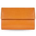 Womenand#39;s Ocher Smooth Genuine Leather Flap Wallet