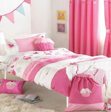 Riva Home Kids Cupcakes Applique Embroidered Duvet Cover Set, Pink, Double