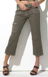 belted cropped trousers (khaki)