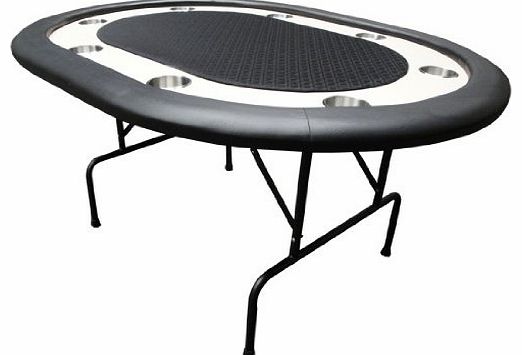Riverboat Gaming Premium Compact 8 Person Poker Table w/ Folding Metal Legs - Black Speed Cloth