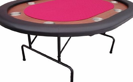 Riverboat Gaming Premium Compact 8 Person Poker Table with Folding Metal Legs - Red Speed Cloth
