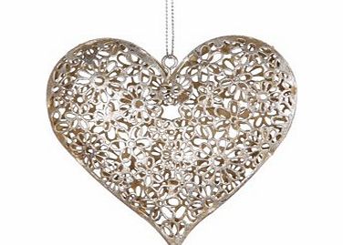 RJB Stone (Sass Belle) Shabby Chic Vintage Metal Silver Daisy Flower Heart Hanging Decoration By RJB Stone (Sass Belle)