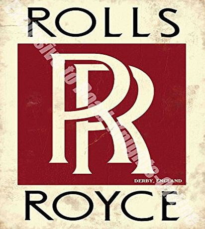 RKO Rolls Royce RR Sign. Derby England. Service, sales, logo. Red, white and black. Old retro vintage for house, home, bar, garage, pub or shop. Small Metal/Steel Wall Sign