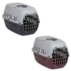 Grey Plastic Wire Door Carrier for Cats and Small Dogs by Roadrunner