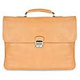 Men` Sand Double-Gusset Soft Leather Briefcase