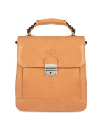 Sand Vegetable Tanned Leather Vertical Briefcase