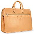 Women` Sand Double-Gusset Soft Leather Briefcase