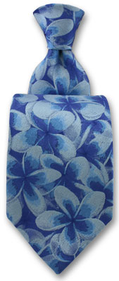 Blue Frangipani Silk Tie by