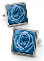 Robert Charles Blue Single Rose Cufflinks by