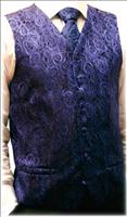 Blue Woven Rose Silk Waistcoat by