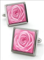 Robert Charles Pink Single Rose Cufflinks by