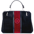 Caravel - Black & Red Velvet Medium Handbag