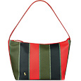 Multicolor Bands Canvas & Leather Shoulder Bag