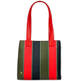 Multicolor Bands Canvas & Leather Tote Bag