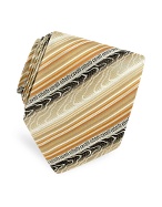 Animal Pattern Bands Signature Woven Silk Tie