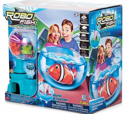 RoboFish Robo Fish Fish Bowl Two Coral and Castle (Colours May Vary)