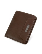 Roccobarocco Dark Brown Signature Genuine Leather Card and ID Holder
