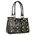 Piccadilly - Black Studded Leather Double Handle Bag