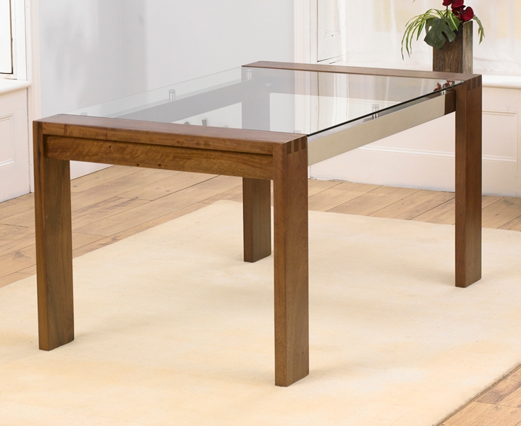 Rochelle Walnut and Glass Dining Table - 150cm