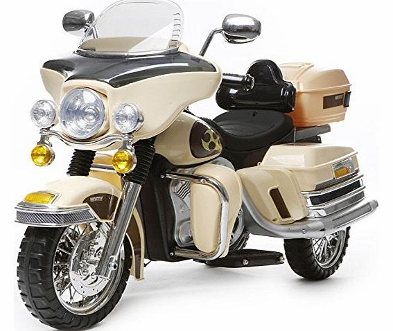Cruiser Police Deluxe Ride On 12v Electric Motorbike - 4 Colours (Cream)