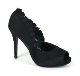 Garage Shoes - Vesuvio - Womens High Heel Shoe - Black Satin Size 7 UK