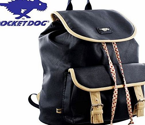 Rocket Dog Leatherette Casual Daypack Rucksack / Bluebell Backpack for Woman in Navy / Vanilla