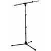 Microphone stand with boom and cable clips (black)