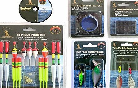 Roddarch Fishing Tackle Set. Floats Weights Hooks Plugs Lures Spinners amp; Line.