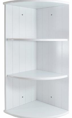 White Shaker 3 Shelf Corner Wall Unit