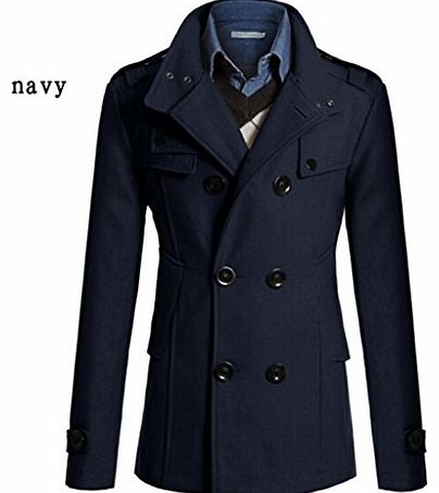 Rondaful 4 Color Luxury Mens Trench Coat Winter Warm Long Jackets Double Breasted Overcoat