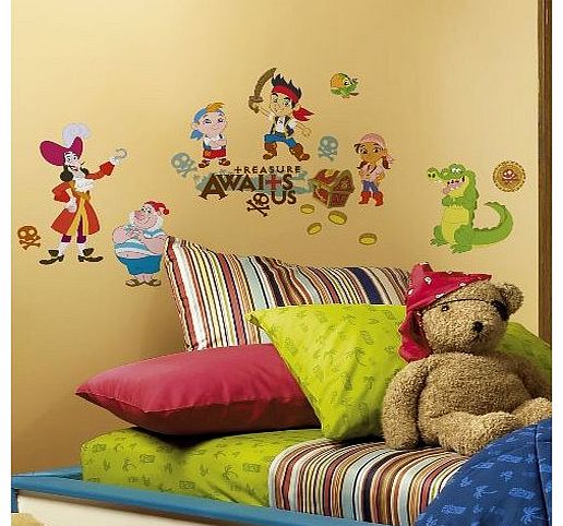 Childrens Repositonable Disney Wall Stickers Jake and the Never Land Pirates, Multi-Color