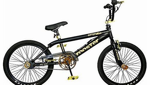 Rooster Attitude Kids 20`` Wheel Bmx Bike Bicycle Gyro Stunt Pegs Black