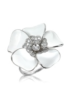 Rosato Iris - Diamond White Flower Sterling Silver Ring