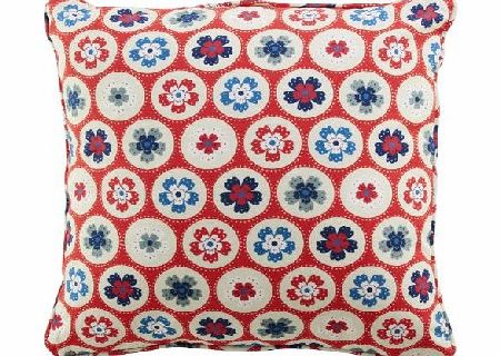 Rose and Millar Limited Red Flora Floral Cushion Vintage Retro Shabby Chic Pillow Scatter cushion cover includes inner measures 16 inch x 16 inch by Rose and Millar Ltd