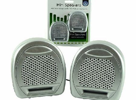 Rose Evans Mini Speakers - Ideal For CD/DVD Players, PC, Laptops, Ipods, IPhones - Portable amp; Great Even When Travelling - Silver