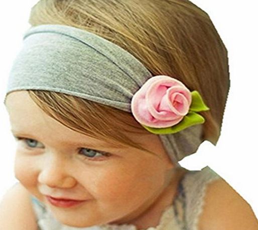 Rosennie Baby Infant Toddler Headband Bow Flower Hair Band Headwear (Pink)