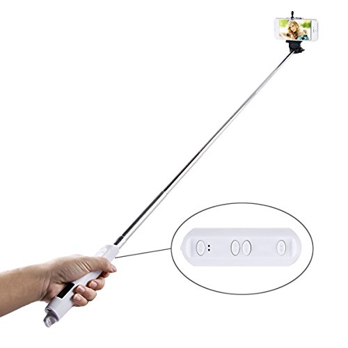 Bluetooth Selfie Stick Self Portrait Shot Monopod Hand Grip with Remote Control Shutter and Built in Zoom in and Out Button for Iphone 6 Plus 5s 5c 5 4s , Samsung Galaxy S3 S4 S5 Note 2 3 4,