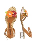Rossorosa Patent Leather Flowers Ankle-strap Sandal Shoes