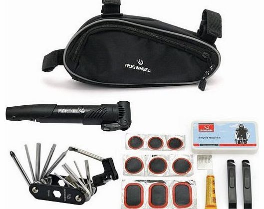 Bicycle Bicycle Bike Cycling Repair Tools Cycle Maintenance Kits Black Set with Pouch Pump