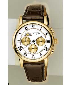 Gents Gold Plated Automatic Moonphase Watch
