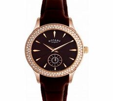 Rotary Ladies Timepieces Crystals Brown Dial And