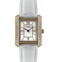 Ladies Timepieces White Leather Strap Watch