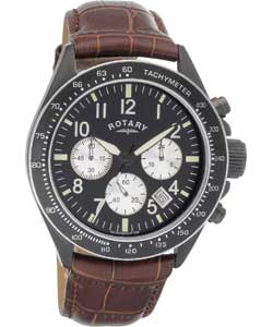 Rotary Mens Brown Strap Chronograph Watch