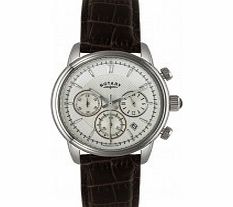 Rotary Mens Ivory Brown Chronograph Watch